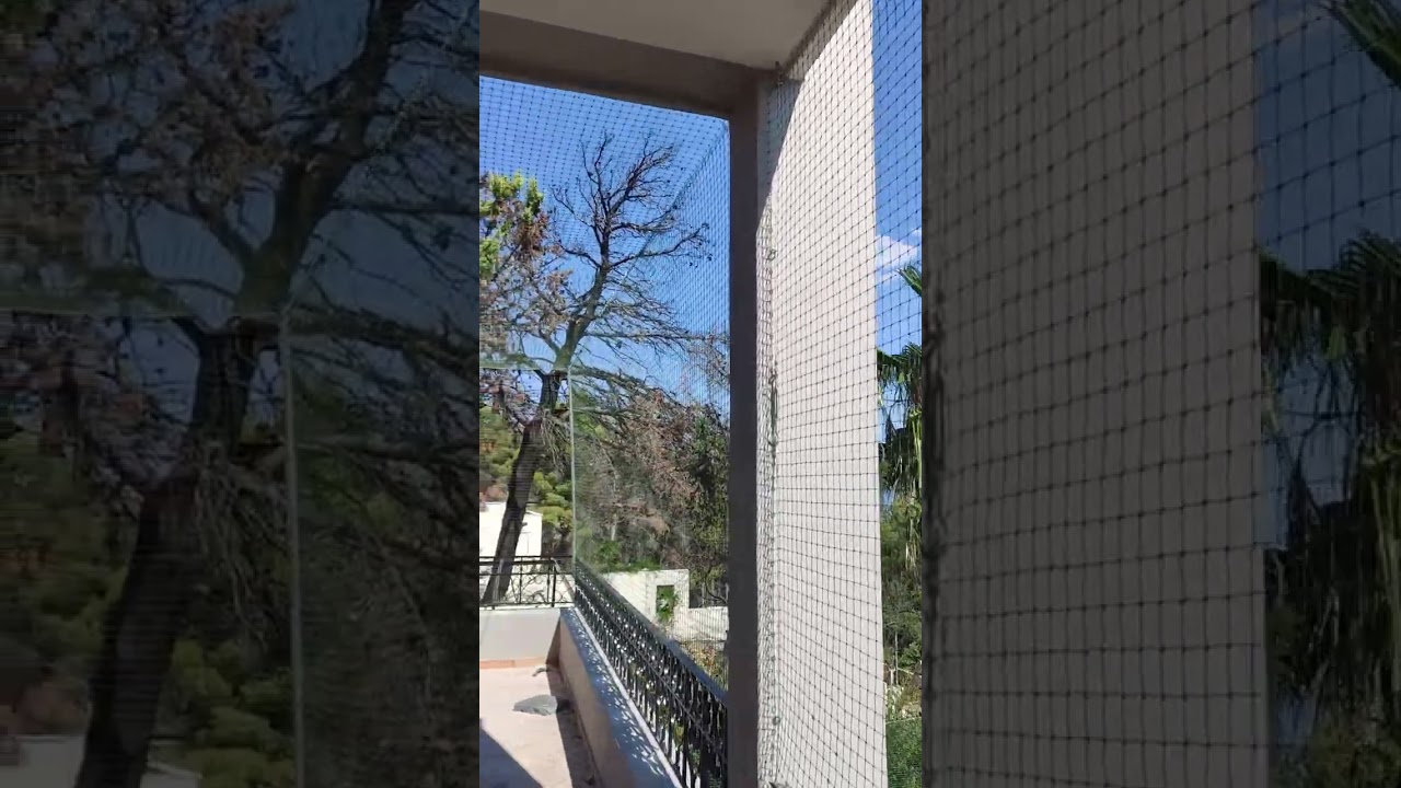 Δίχτυ προστασίας για γάτες σε βεράντες ισογείου και πρώτου ορόφου, με πρόσθετη στήριξη