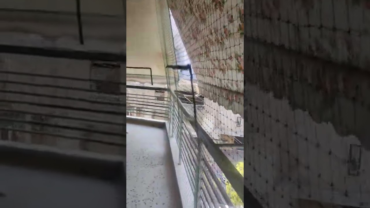 Δίχτυ προστασίας για γάτες σε μπαλκονι με τρεις πλευρες και τεντες με ανοιγμα Π για απλωμα ρουχων